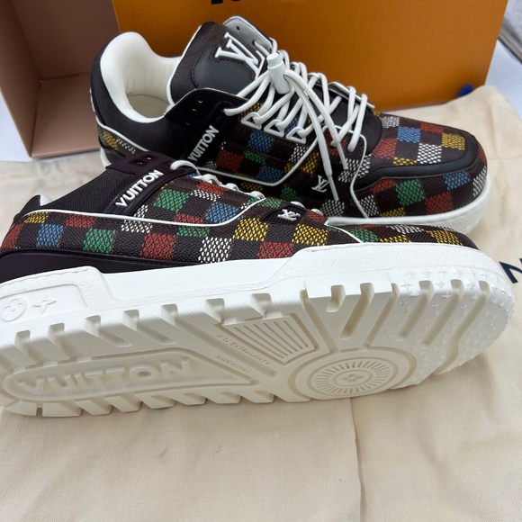 Men’s Louis Vuitton, LV trainer sneakers, Damier pattern Virgil Abloh size 10 - Picture 4 of 13